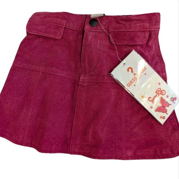 Guess Jeans Toddler Girl Vintage Hot Pink Leather‎ Skirt NWT Size 4T - Picture 1 of 7
